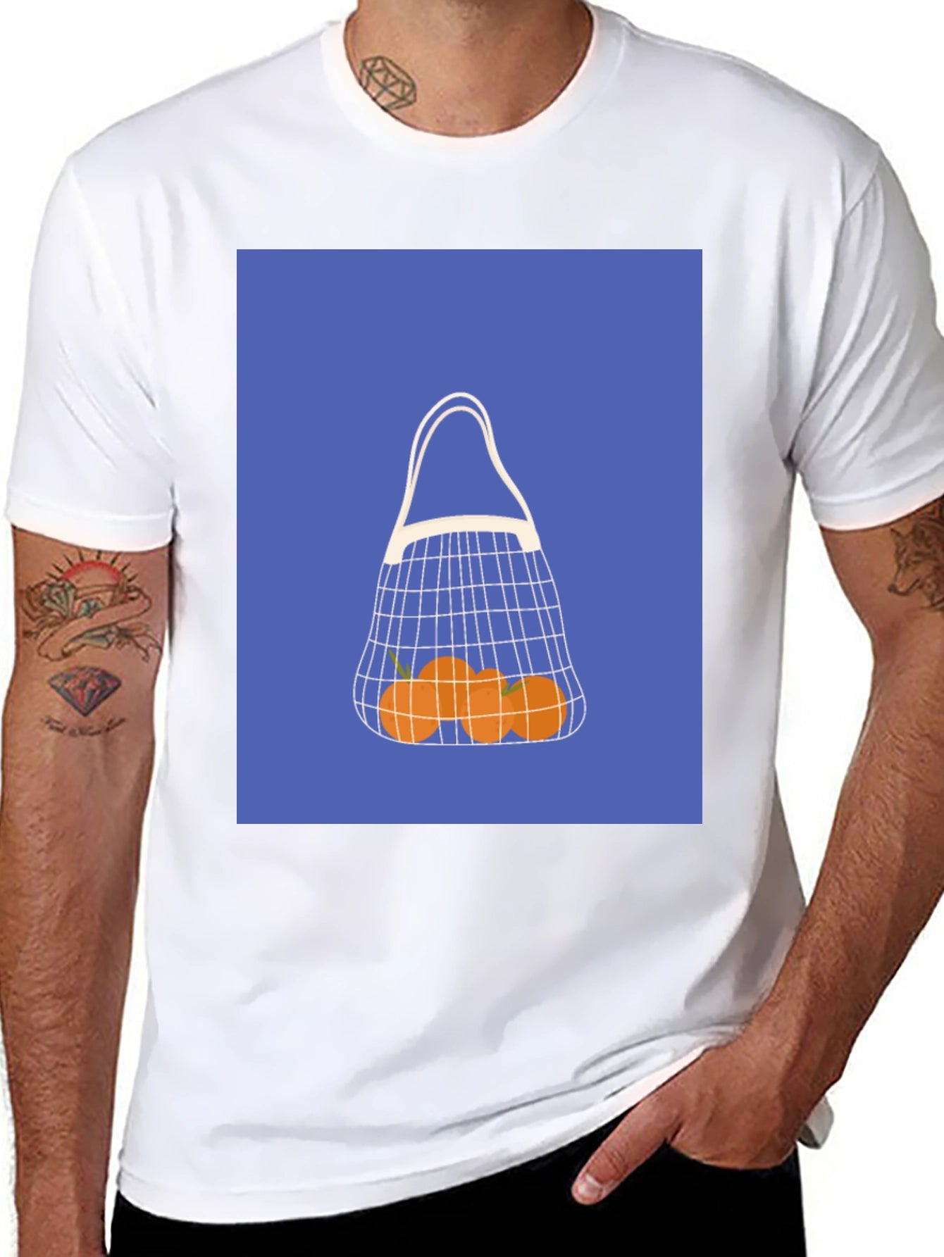 Modern Orange Fruit Net Bag Graphic Tee