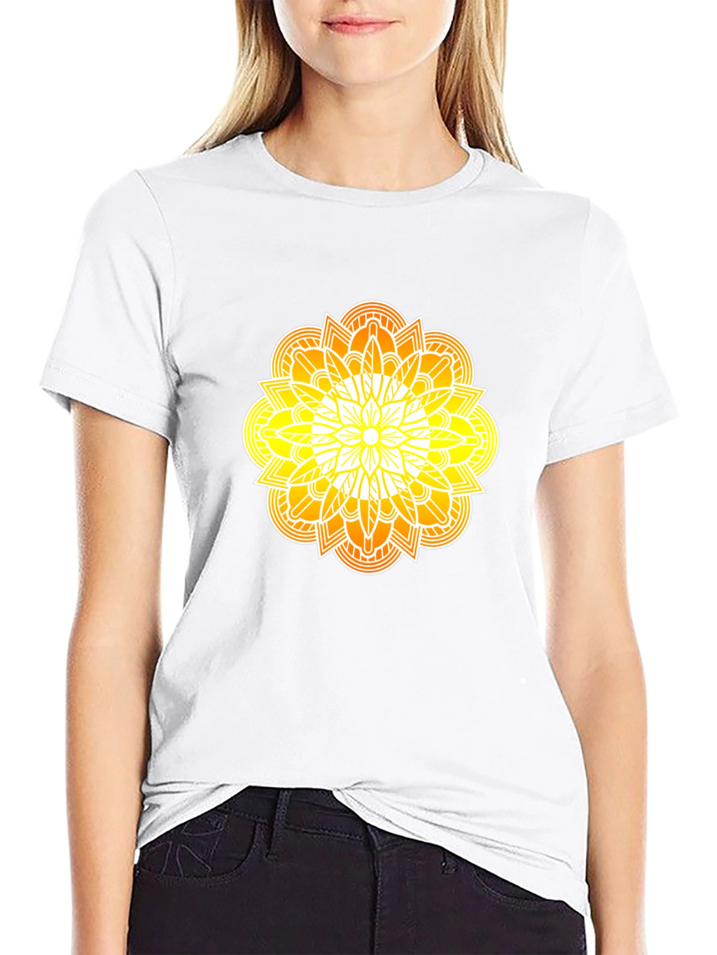 Radiant Mandala Graphic Black Tee