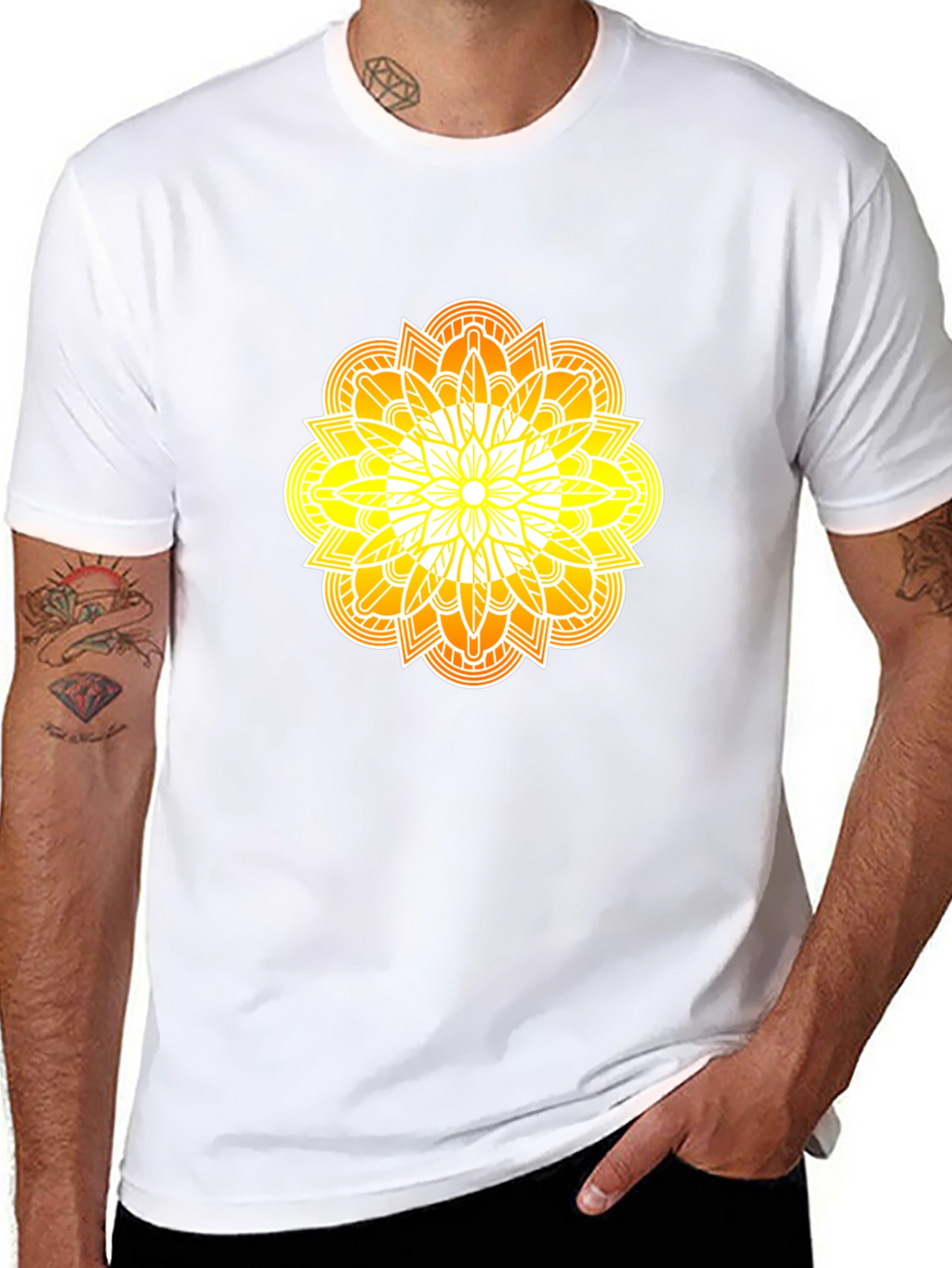 Radiant Mandala Graphic Black Tee