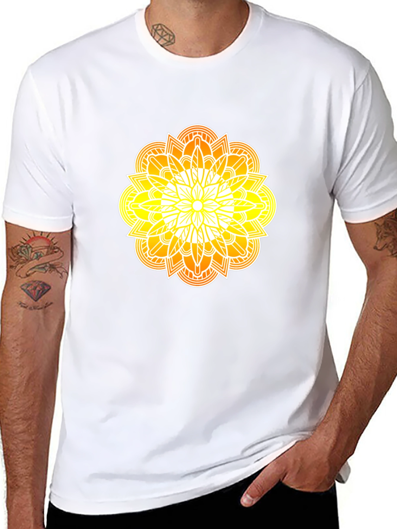 Radiant Mandala Graphic Black Tee