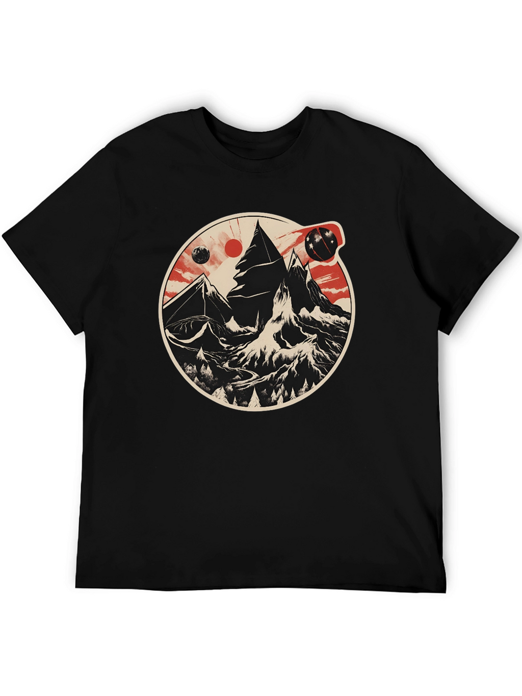 Cosmic Peaks Graphic Tee - Mens Black T-Shirt