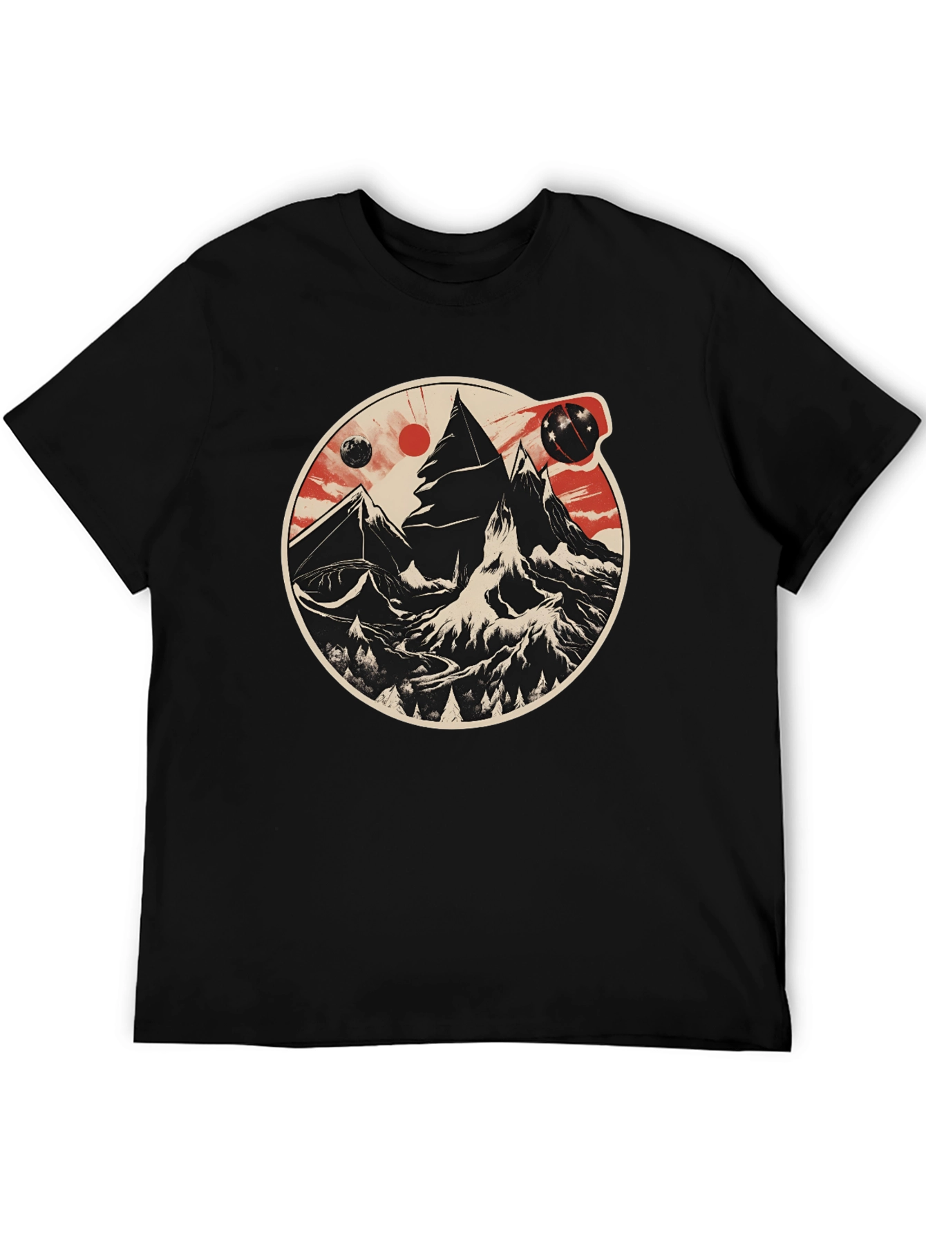 Cosmic Peaks Graphic Tee - Mens Black T-Shirt