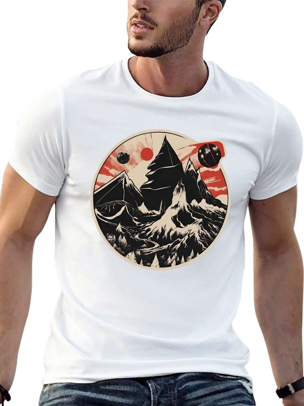 Cosmic Peaks Graphic Tee - Mens Black T-Shirt
