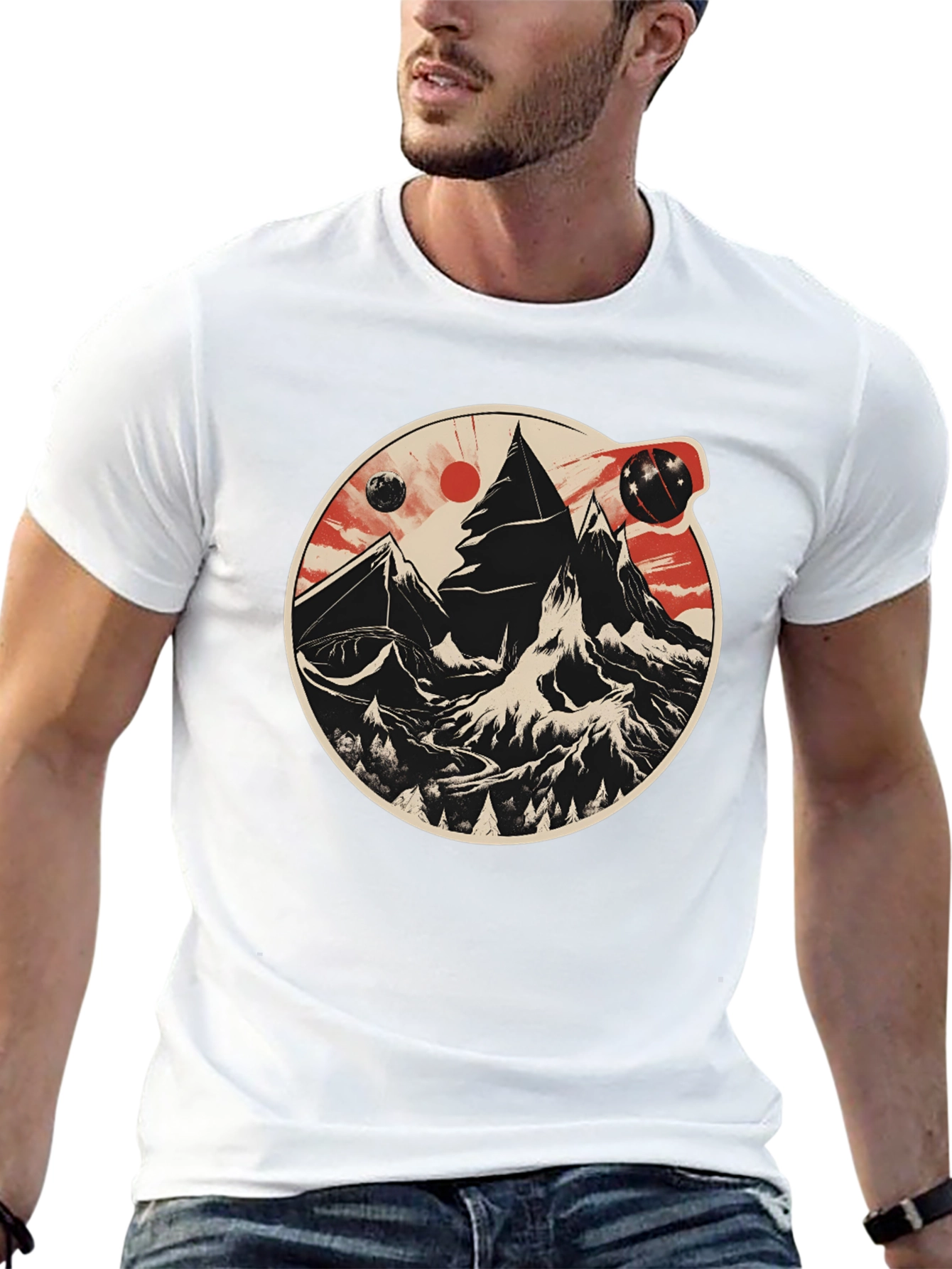 Cosmic Peaks Graphic Tee - Mens Black T-Shirt