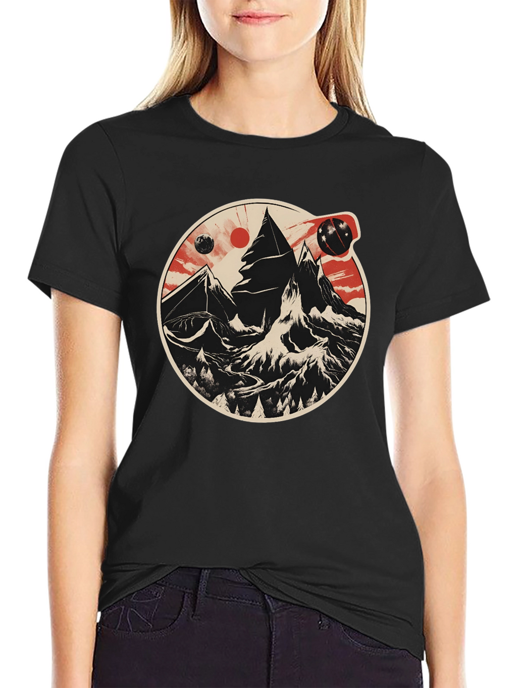 Cosmic Peaks Graphic Tee - Mens Black T-Shirt