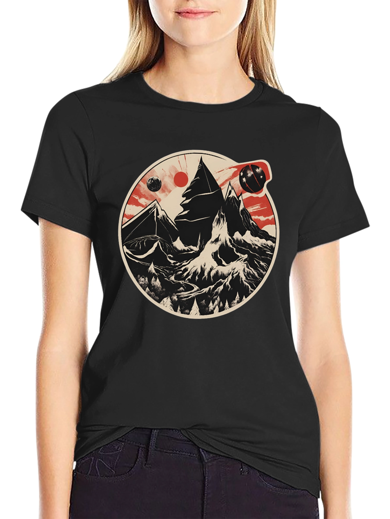Cosmic Peaks Graphic Tee - Mens Black T-Shirt