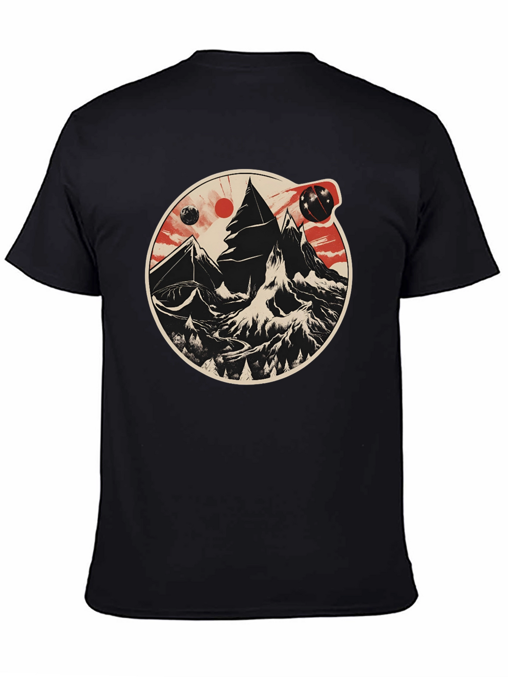 Cosmic Peaks Graphic Tee - Mens Black T-Shirt