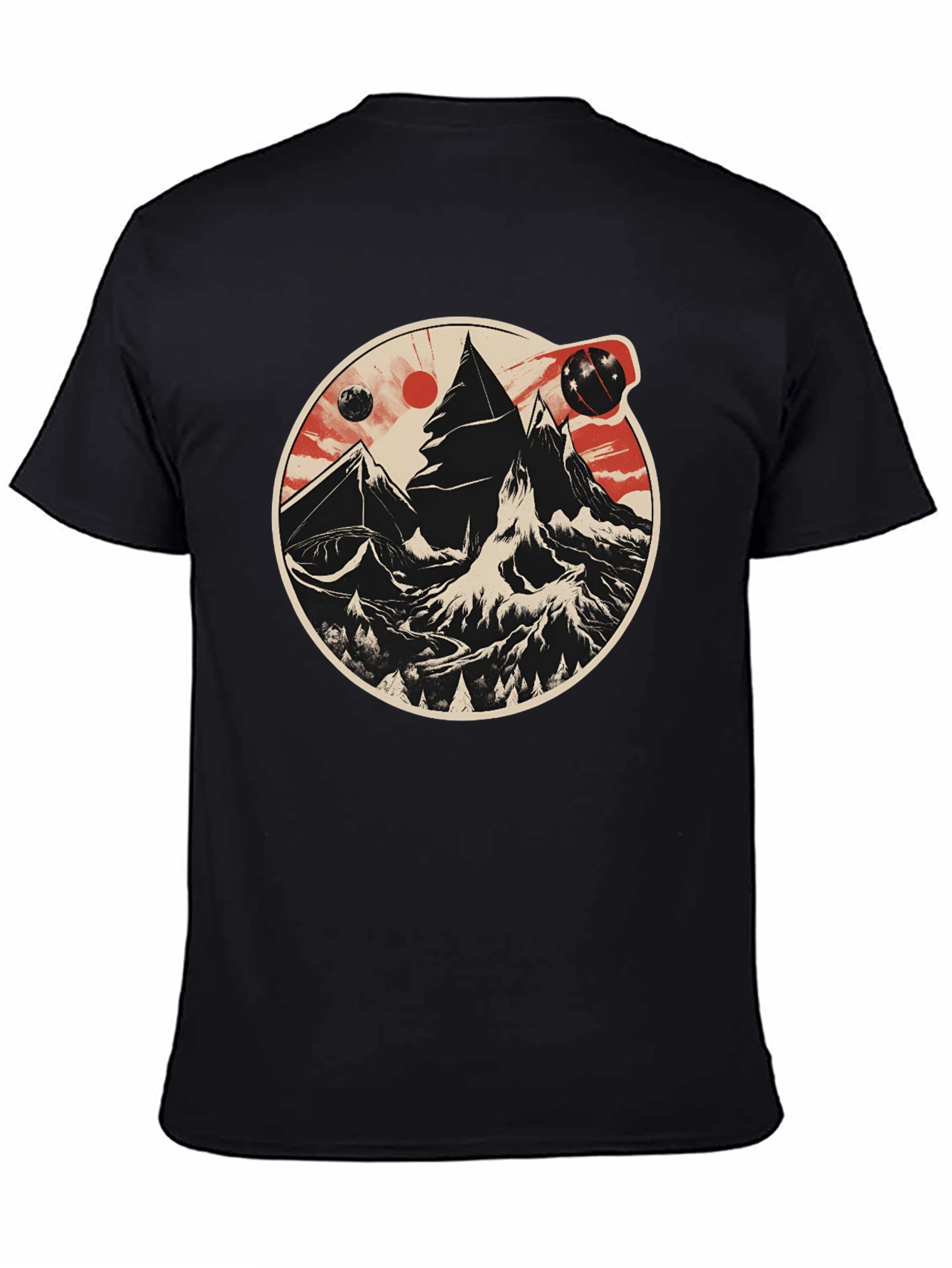 Cosmic Peaks Graphic Tee - Mens Black T-Shirt