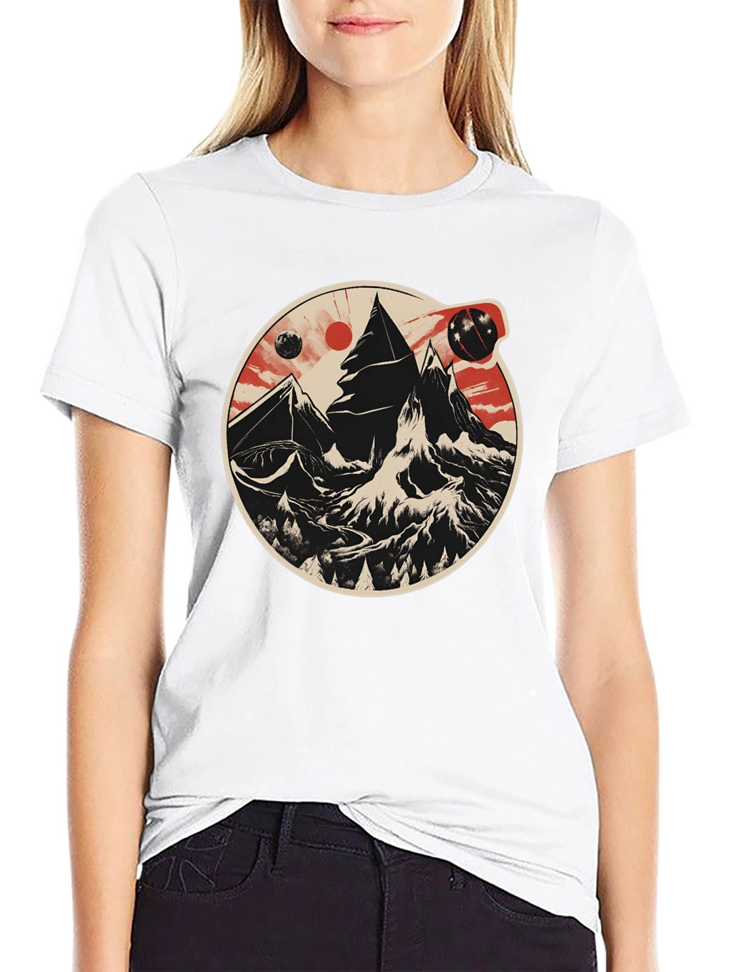 Cosmic Peaks Graphic Tee - Mens Black T-Shirt