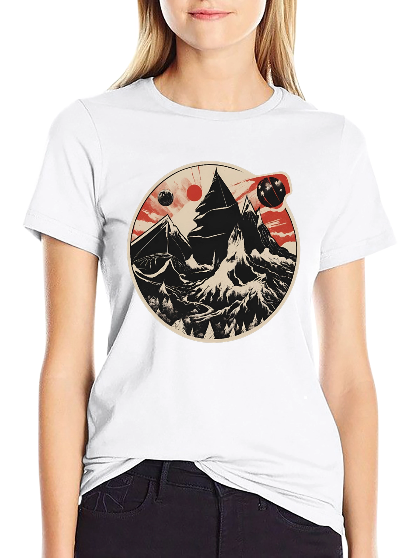 Cosmic Peaks Graphic Tee - Mens Black T-Shirt