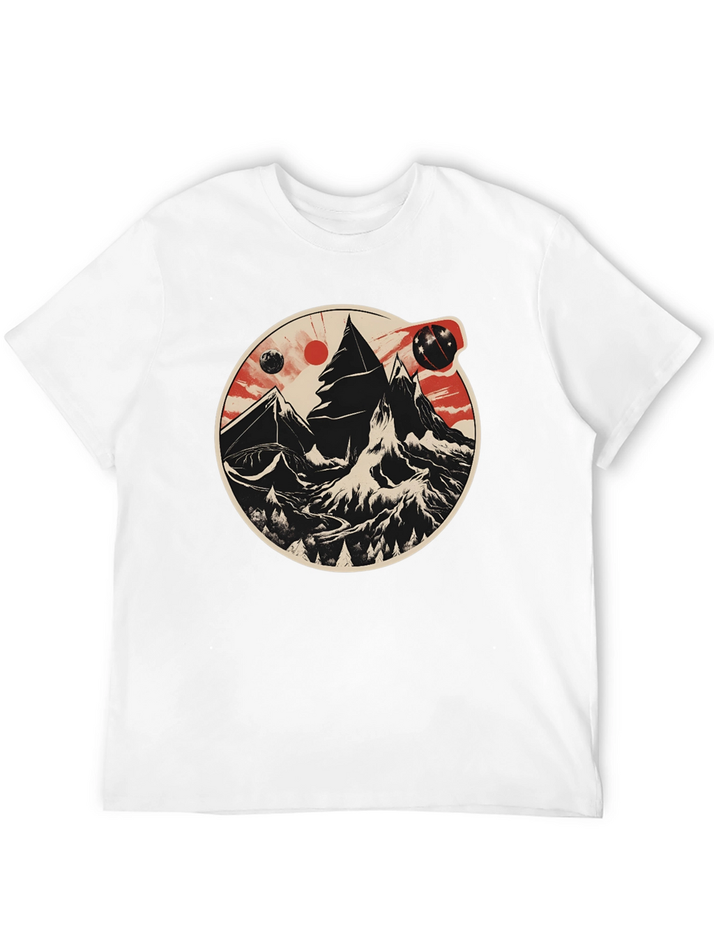 Cosmic Peaks Graphic Tee - Mens Black T-Shirt