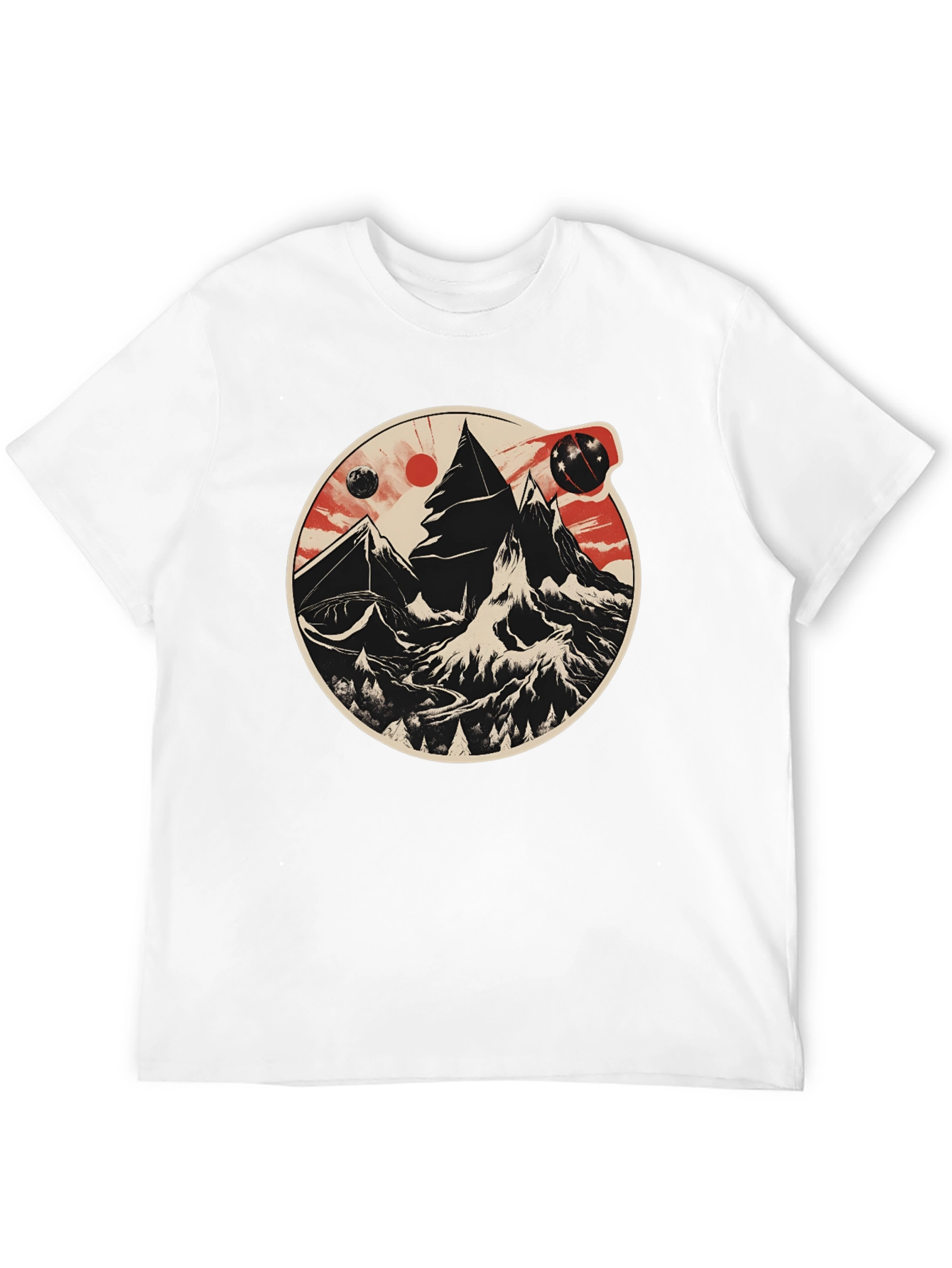 Cosmic Peaks Graphic Tee - Mens Black T-Shirt