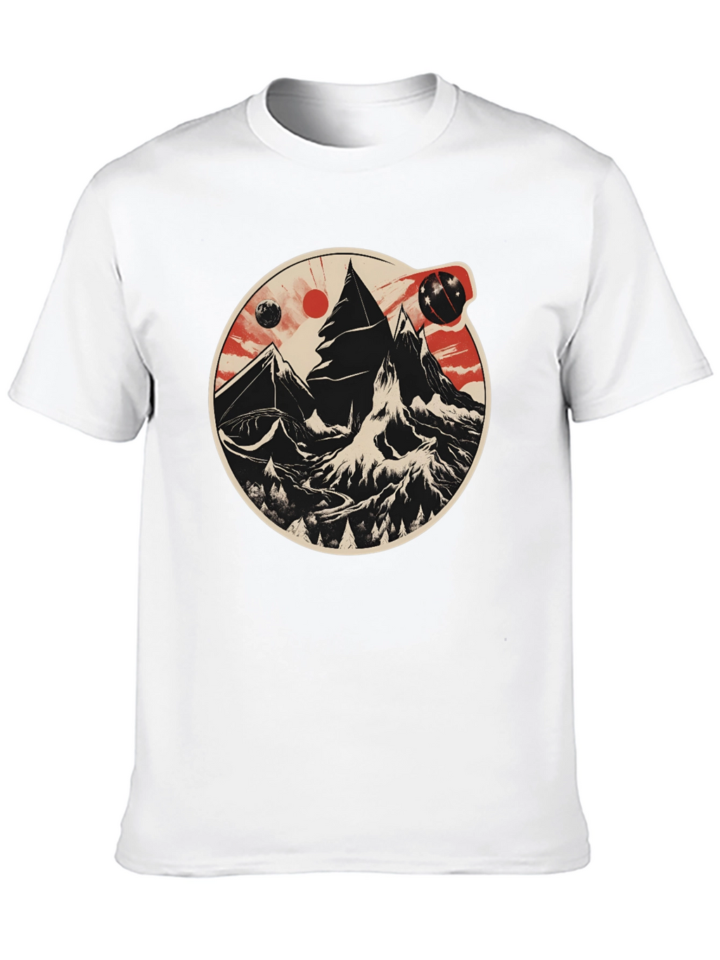 Cosmic Peaks Graphic Tee - Mens Black T-Shirt