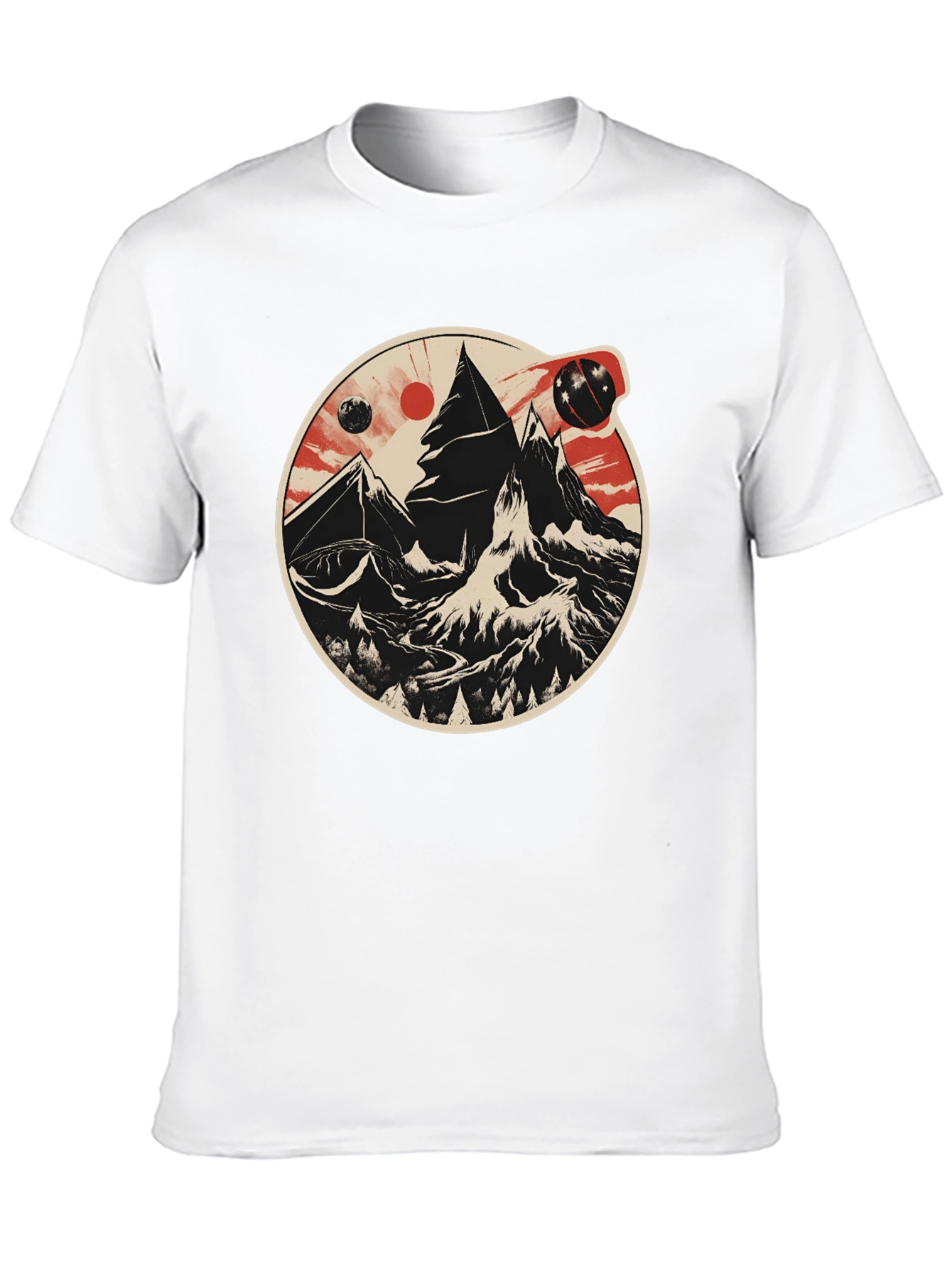 Cosmic Peaks Graphic Tee - Mens Black T-Shirt