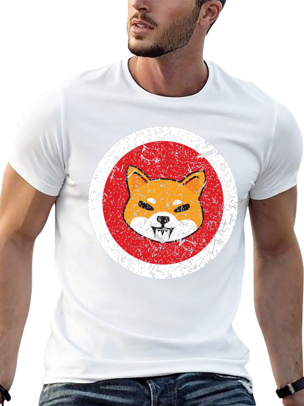Shiba Inu Graphic Tee - Distressed Style