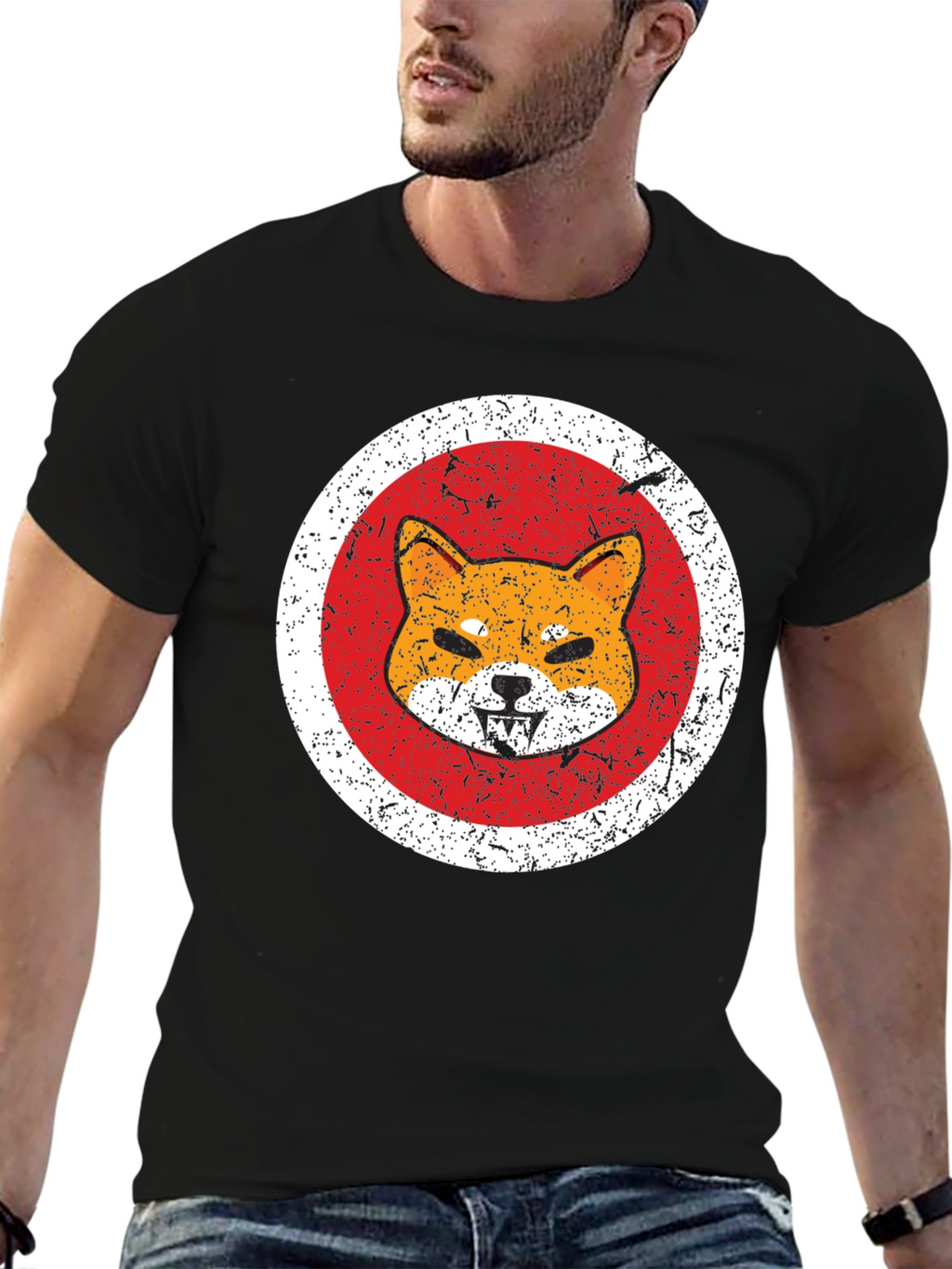 Shiba Inu Graphic Tee - Distressed Style