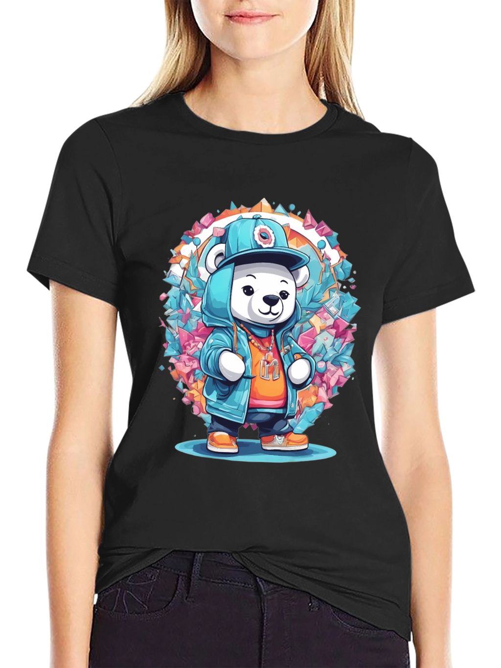 Hip Hop Bear Graphic Tee - Trendy Streetwear