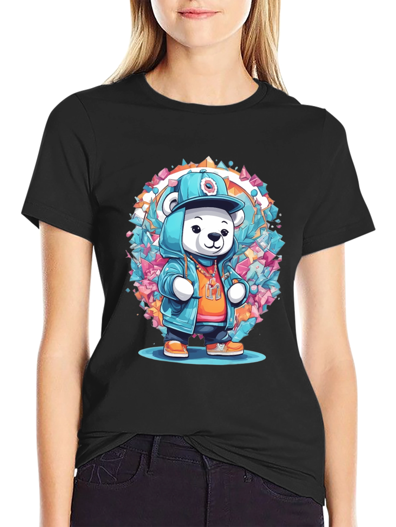 Hip Hop Bear Graphic Tee - Trendy Streetwear