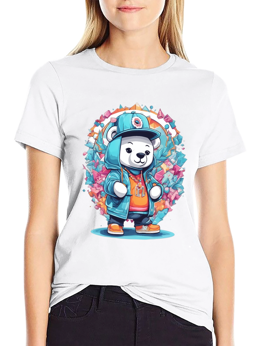 Hip Hop Bear Graphic Tee - Trendy Streetwear