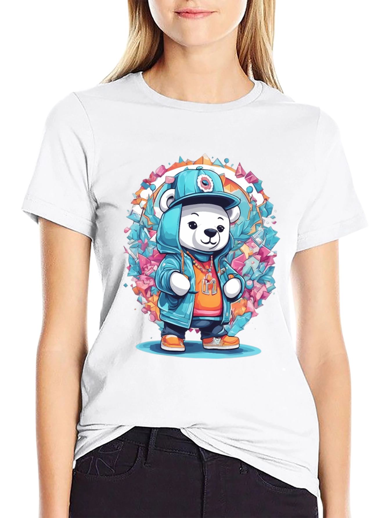 Hip Hop Bear Graphic Tee - Trendy Streetwear