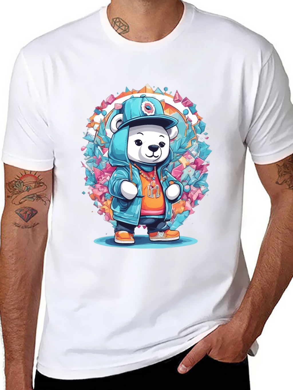 Hip Hop Bear Graphic Tee - Trendy Streetwear
