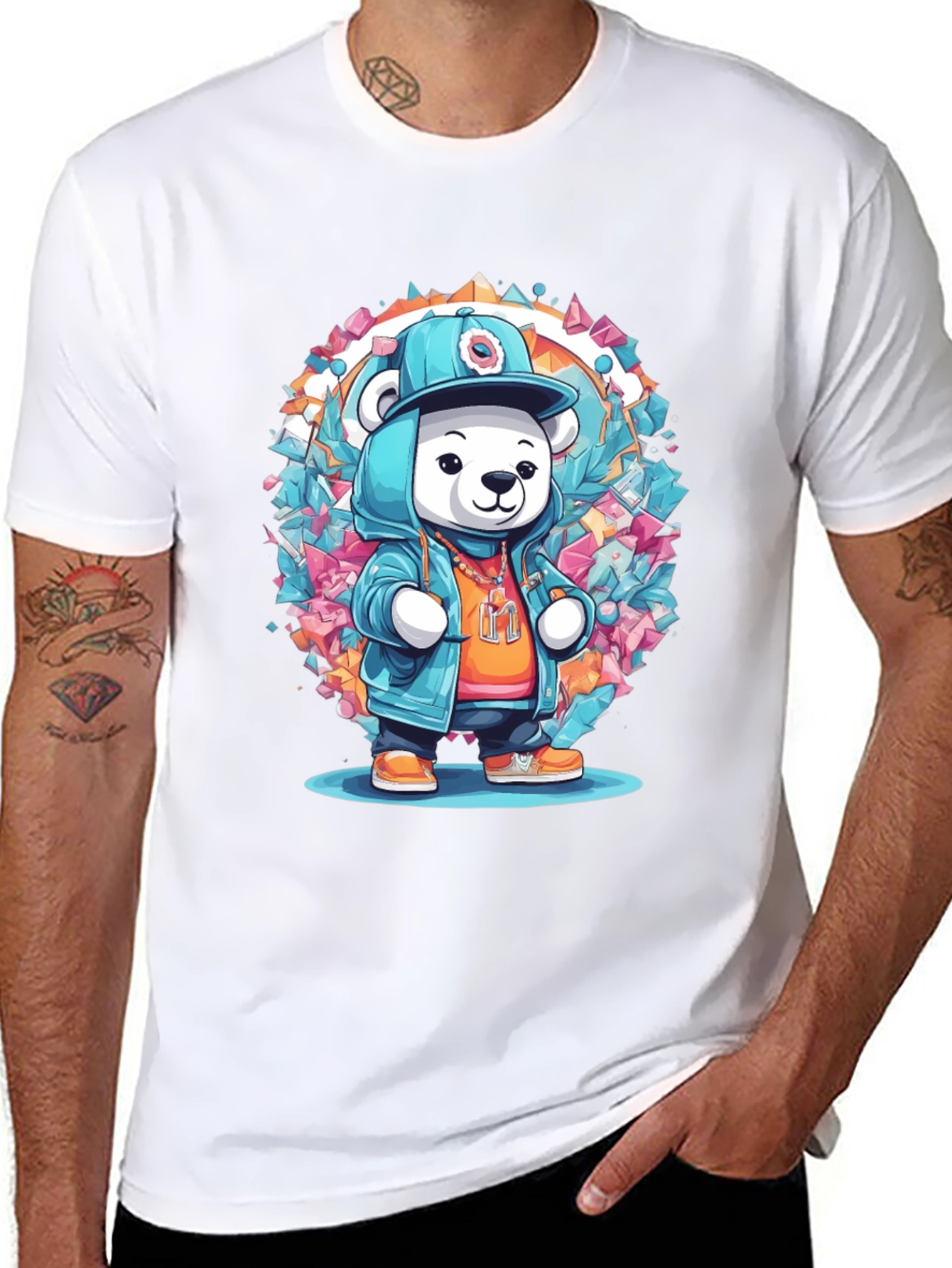 Hip Hop Bear Graphic Tee - Trendy Streetwear