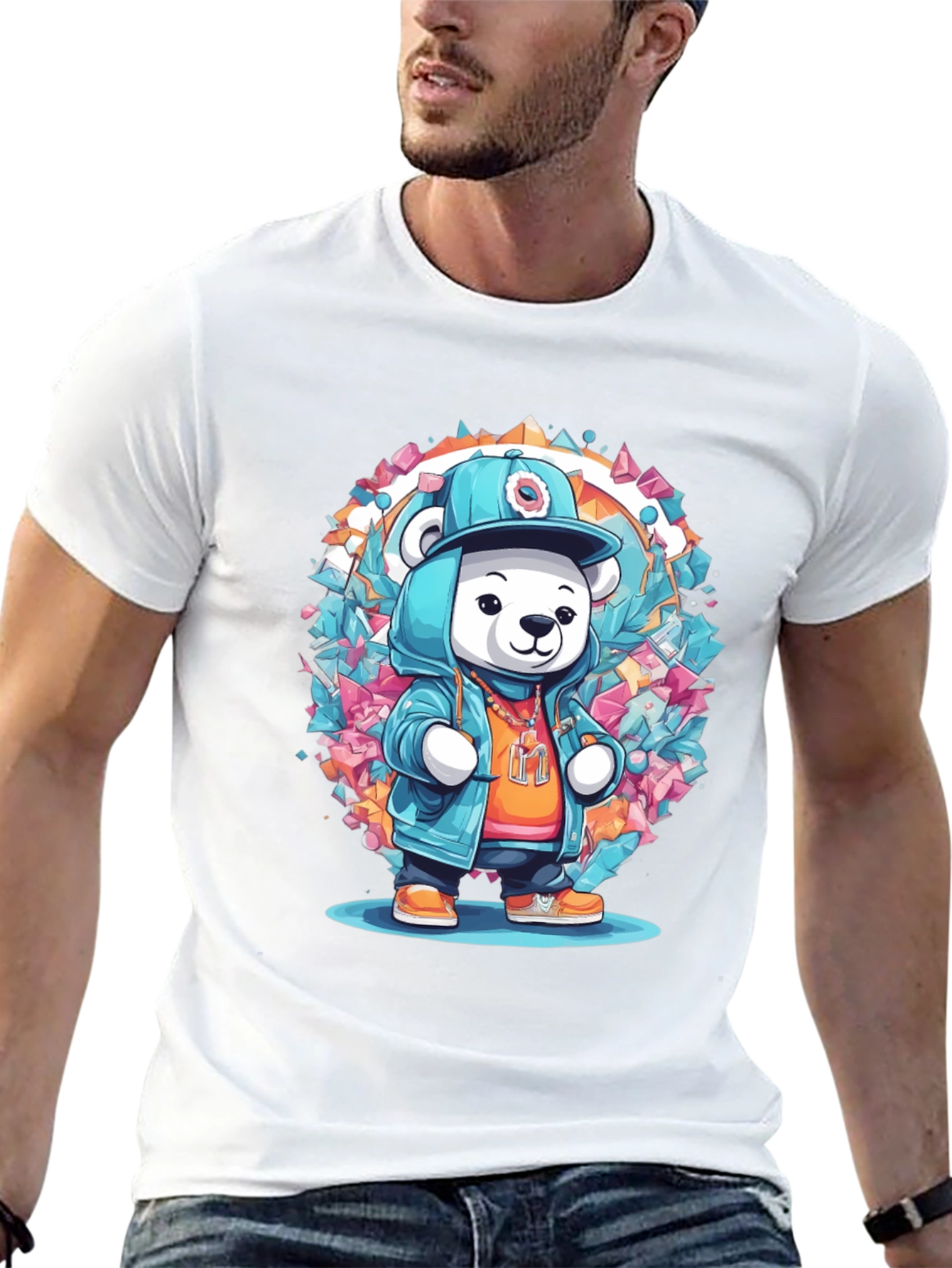 Hip Hop Bear Graphic Tee - Trendy Streetwear