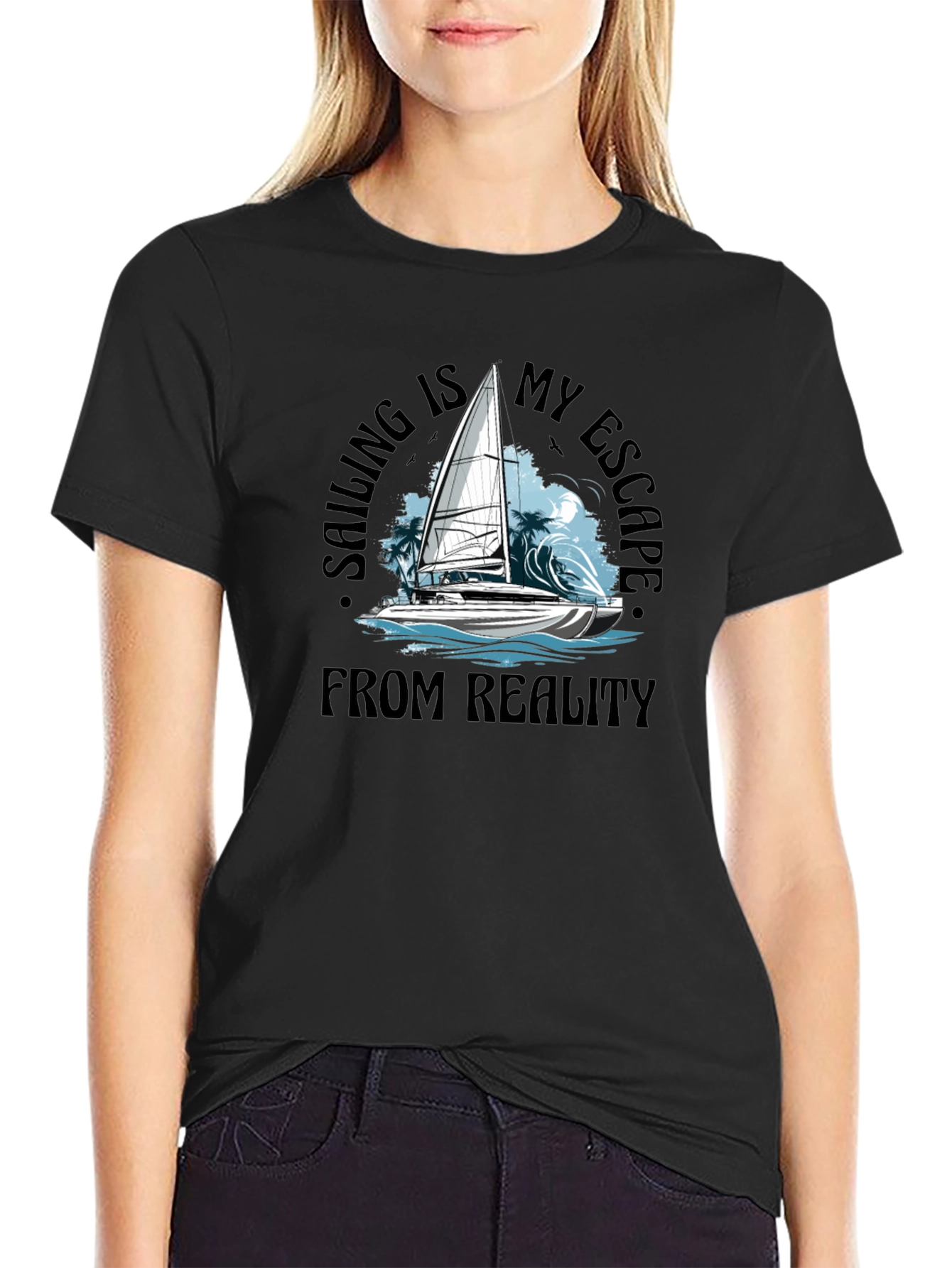 Sailing Escape Black T-Shirt