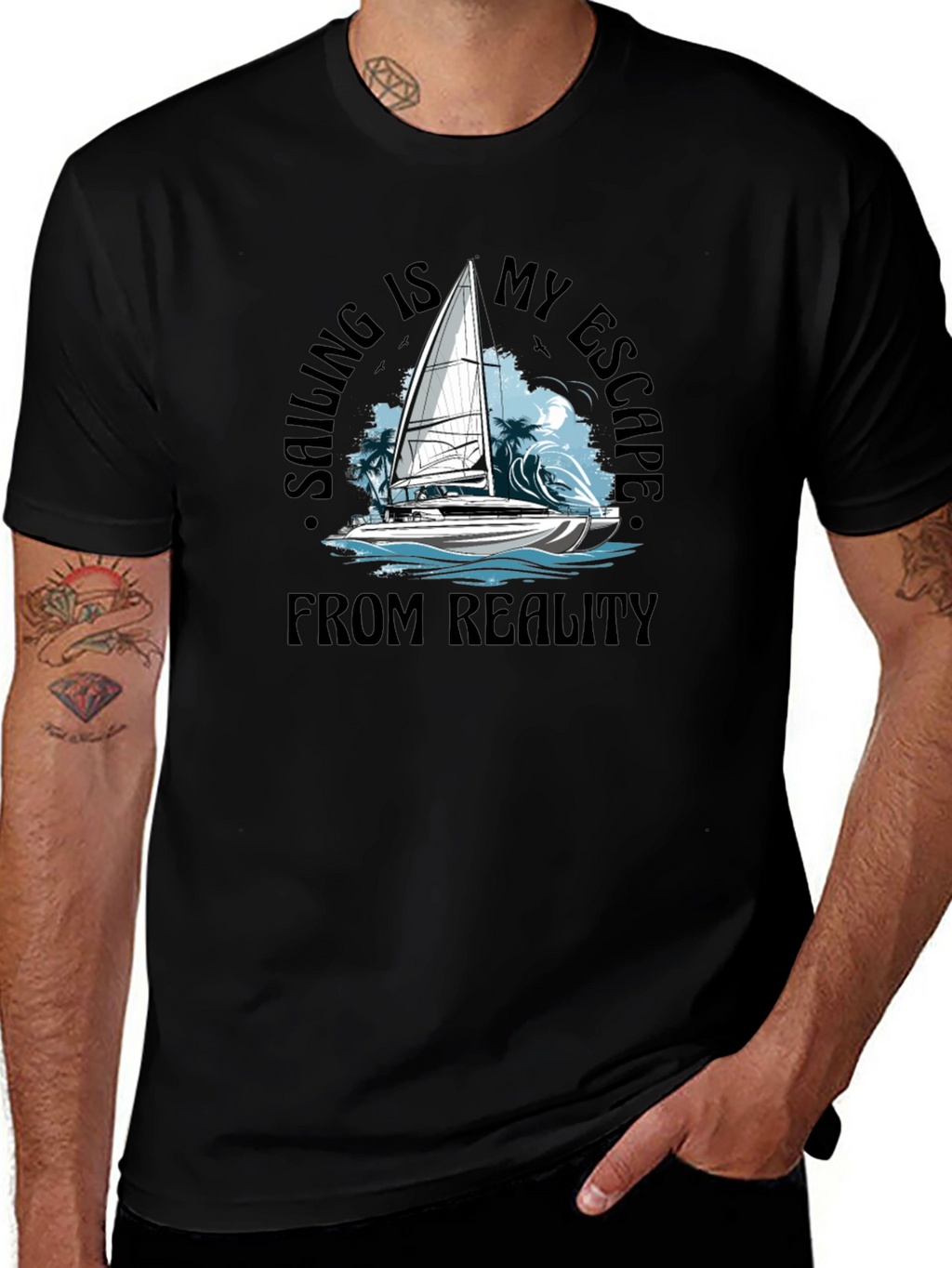 Sailing Escape Black T-Shirt