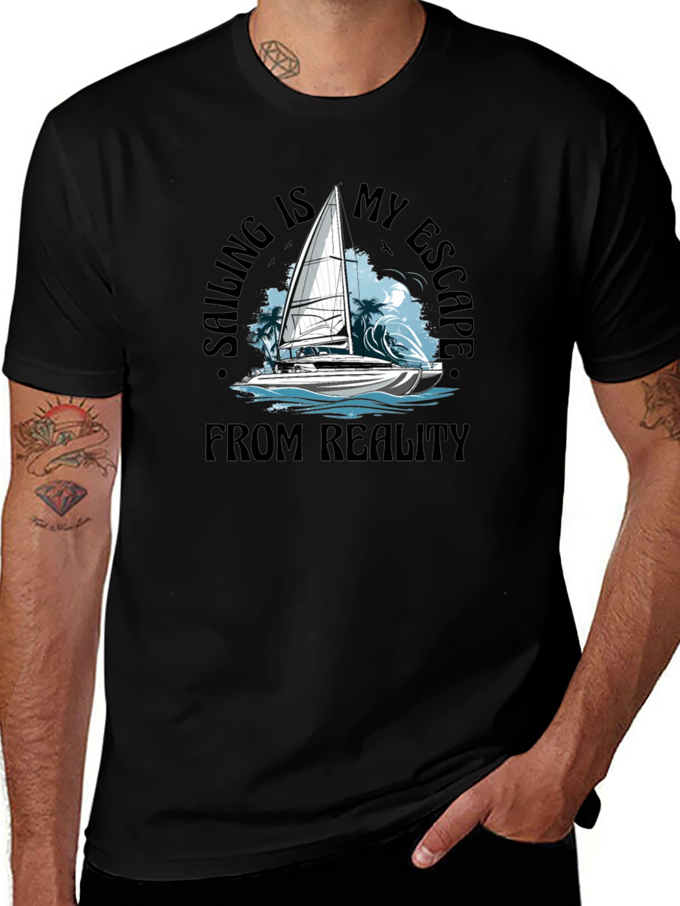 Sailing Escape Black T-Shirt