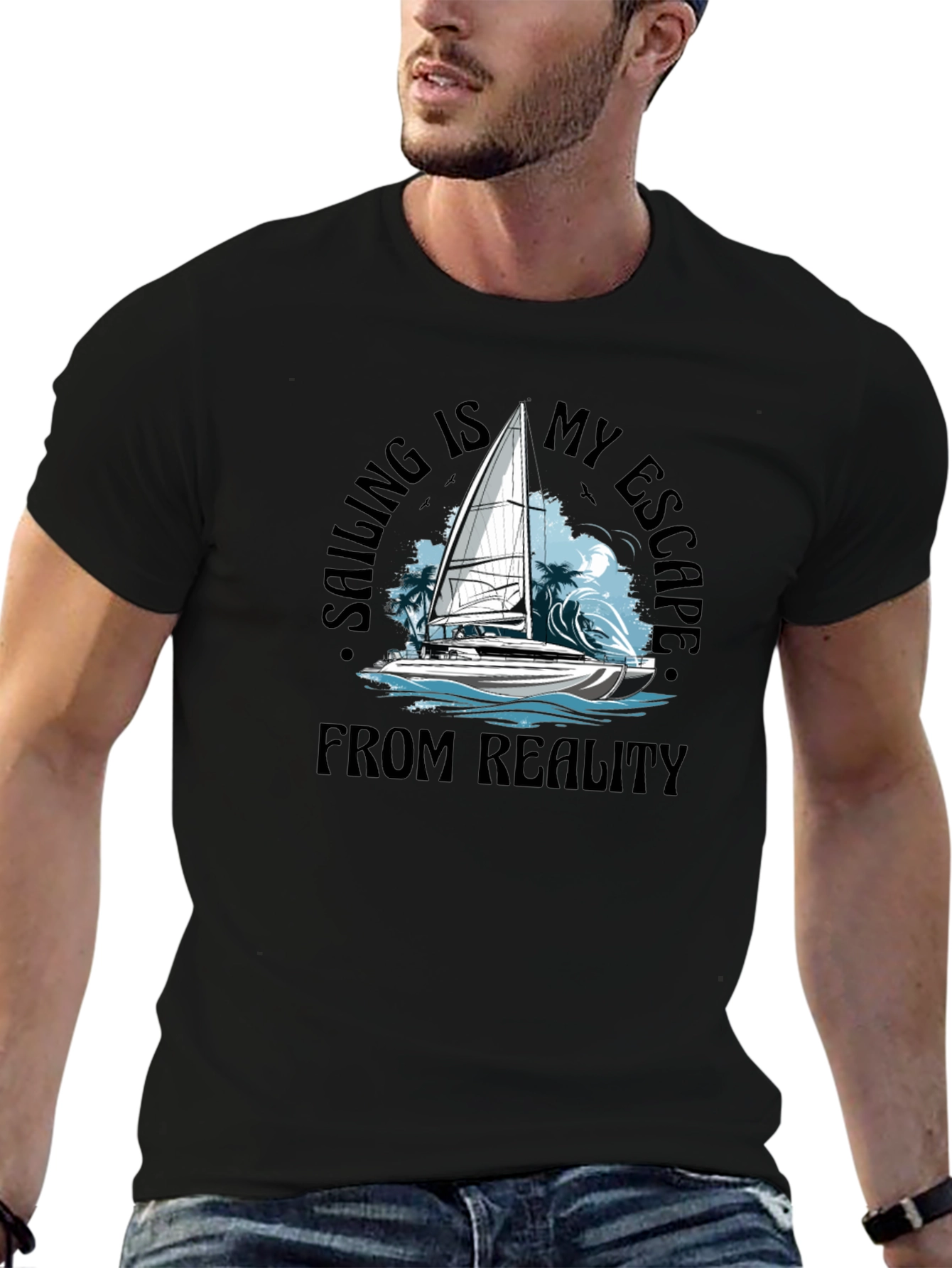 Sailing Escape Black T-Shirt
