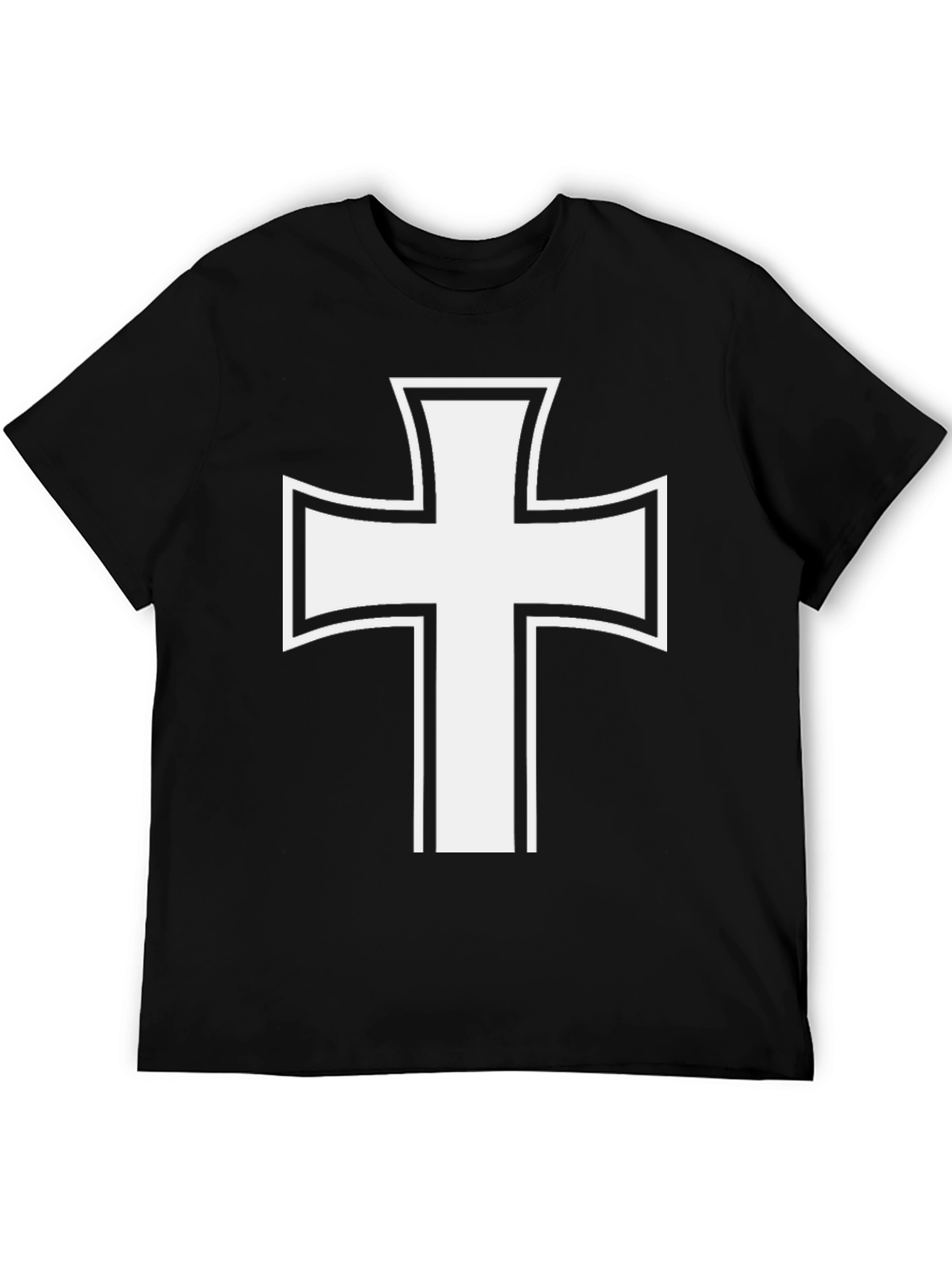 White Cross Graphic Black T-Shirt