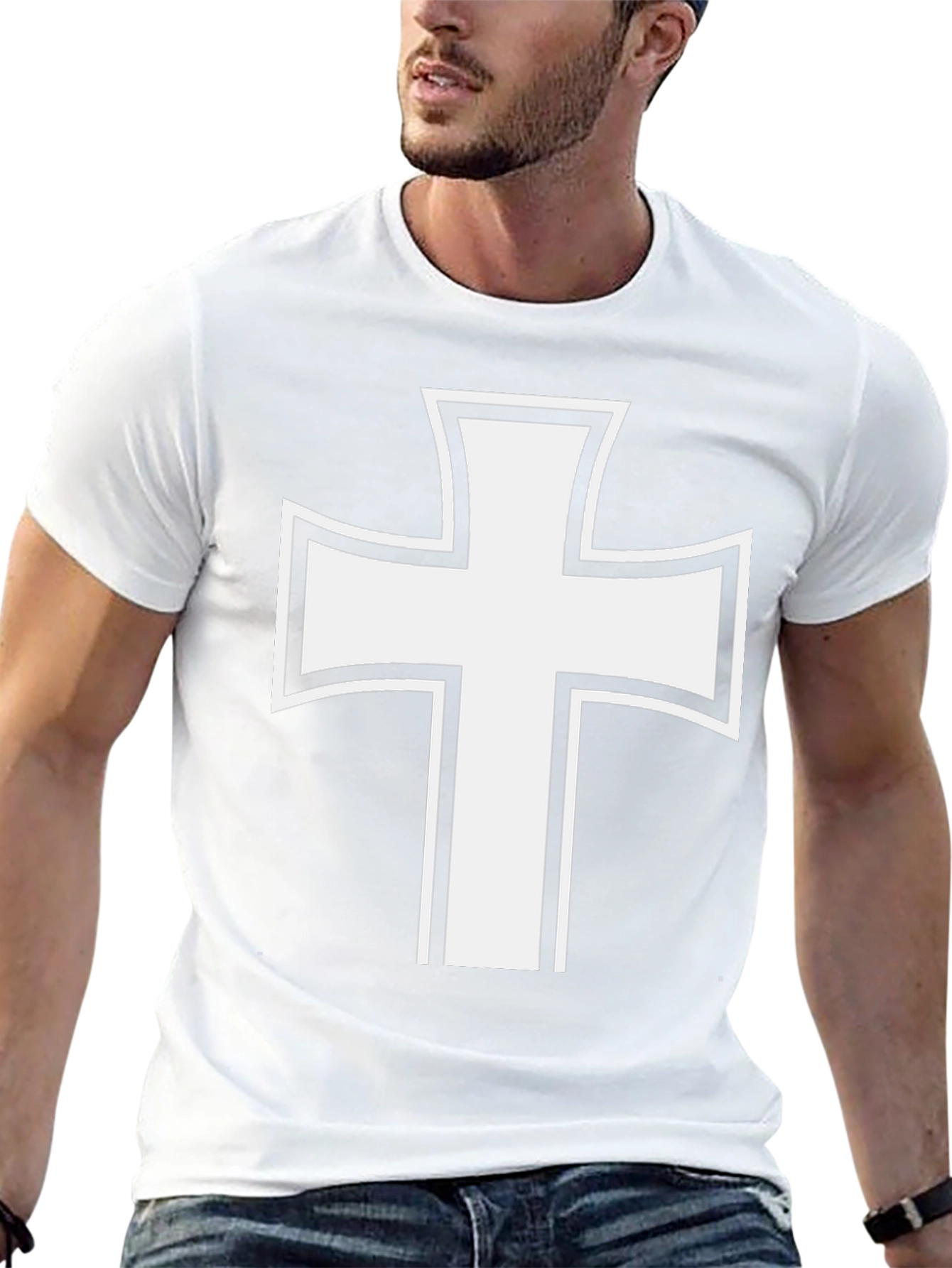 White Cross Graphic Black T-Shirt