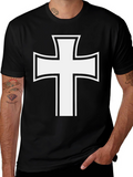 White Cross Graphic Black T-Shirt