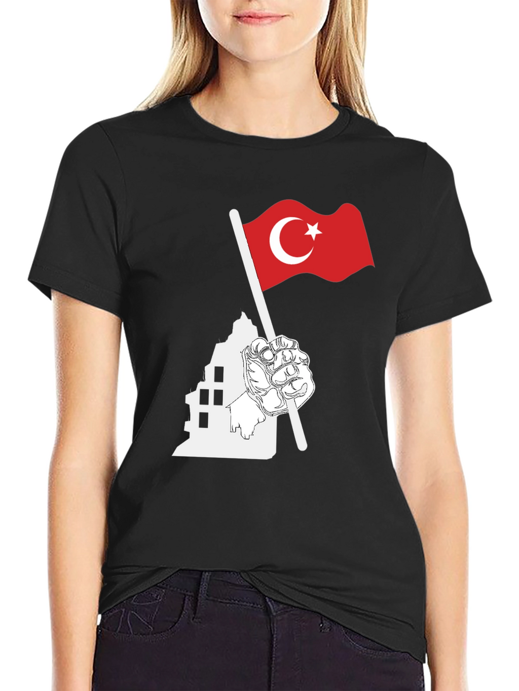Turkey Flag Graphic Black T-Shirt