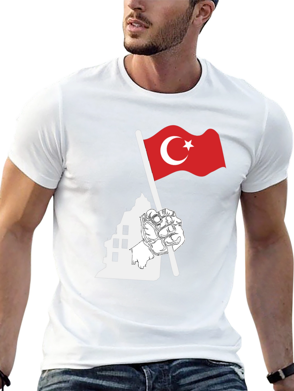 Turkey Flag Graphic Black T-Shirt