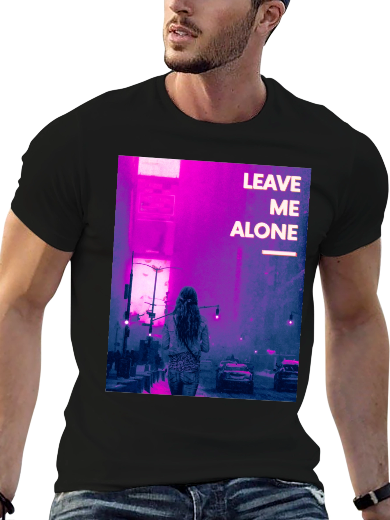 Leave Me Alone Graphic Tee - Black Cotton Blend