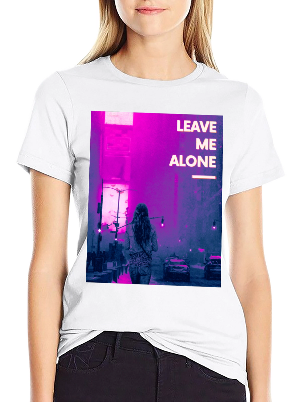 Leave Me Alone Graphic Tee - Black Cotton Blend