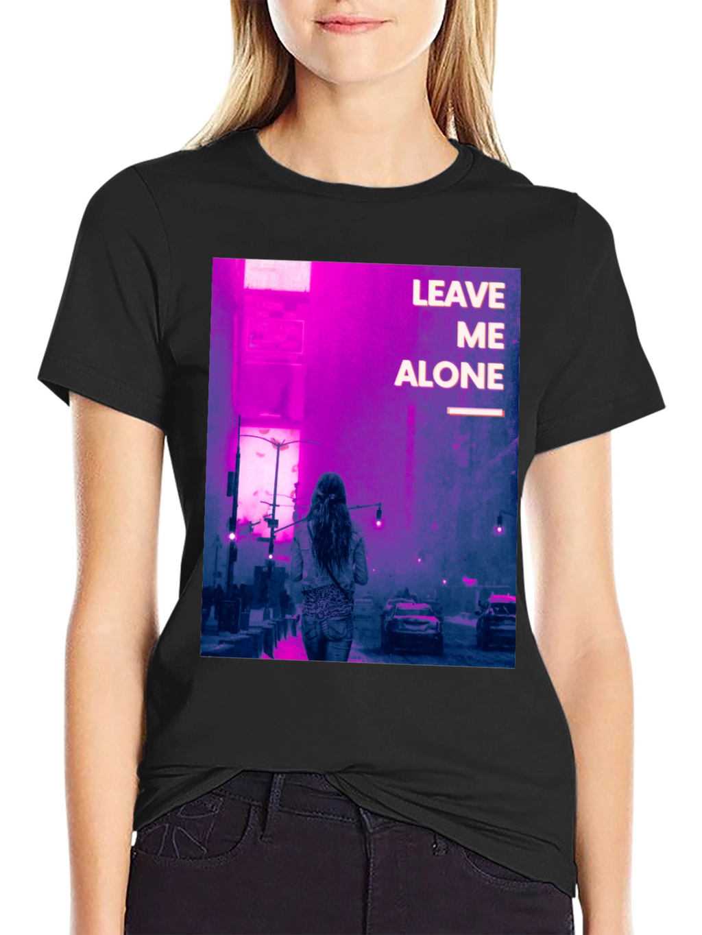 Leave Me Alone Graphic Tee - Black Cotton Blend