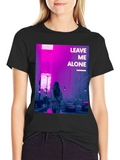 Leave Me Alone Graphic Tee - Black Cotton Blend