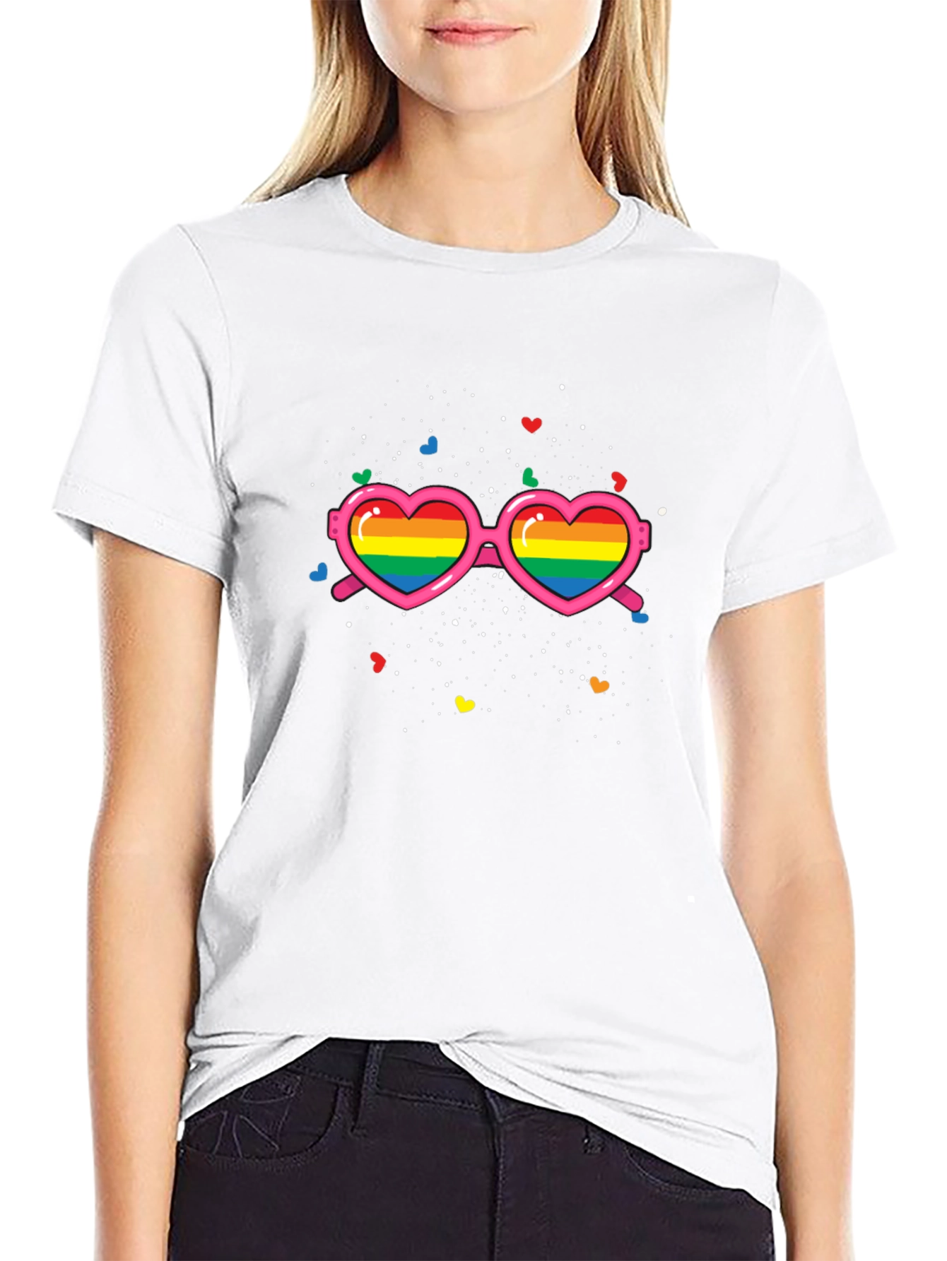 Pride Rainbow Heart Sunglasses T-Shirt