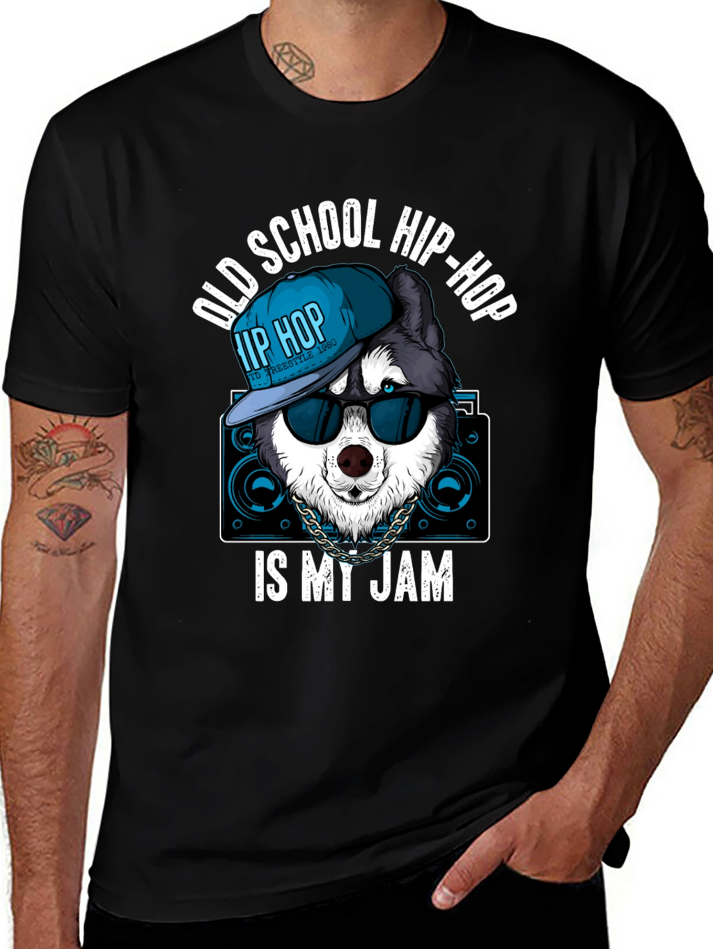Old School Hip Hop Dog Graphic Tee