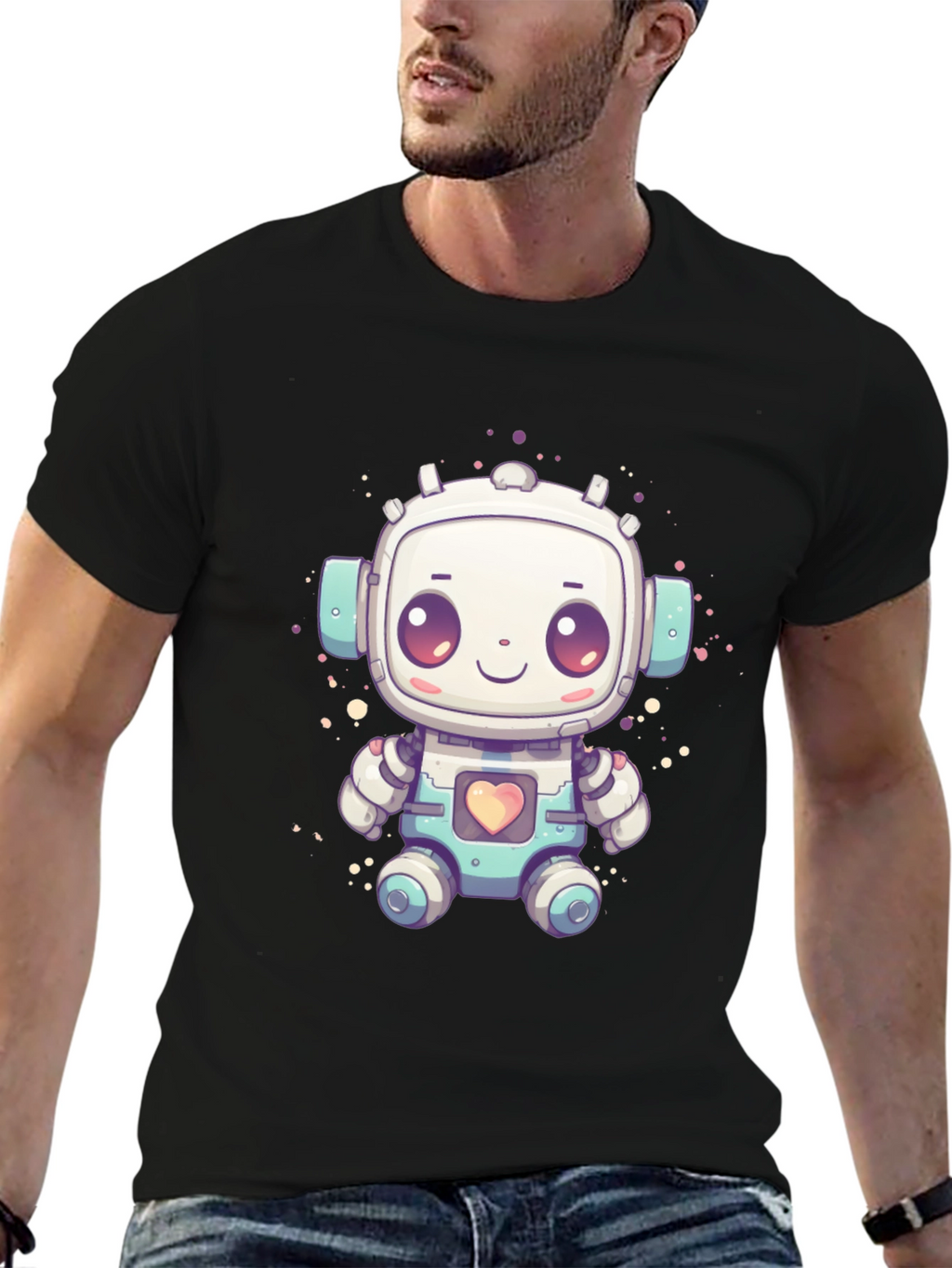 Cute Robot Graphic T-Shirt - Fun Sci-Fi Style