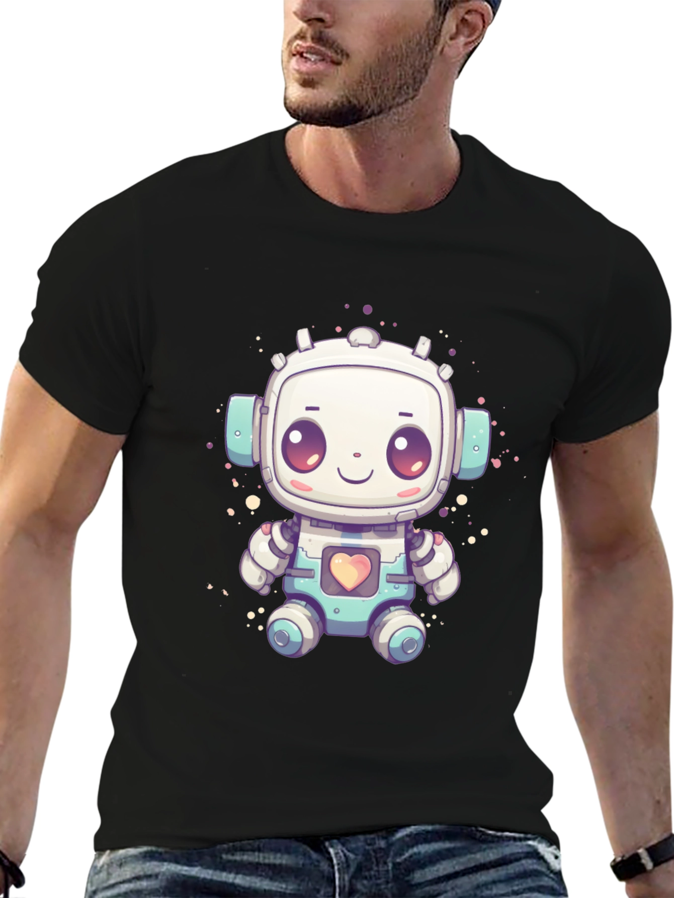 Cute Robot Graphic T-Shirt - Fun Sci-Fi Style
