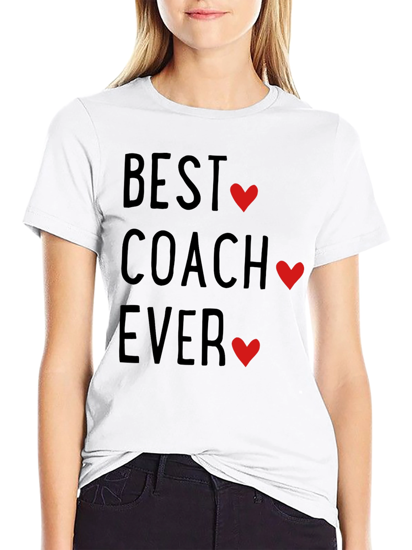 Best Coach Ever T-Shirt with Heart Accents