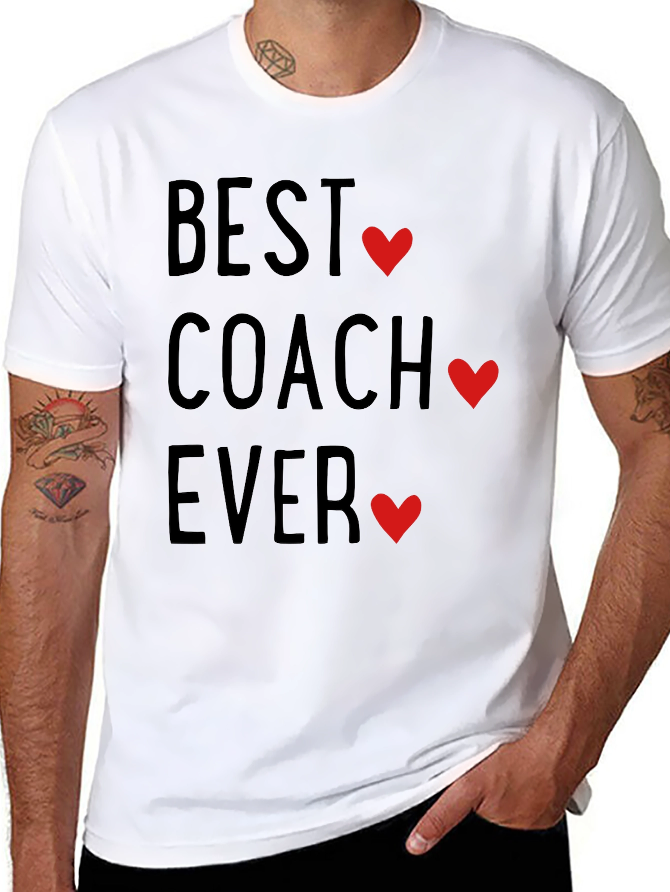 Best Coach Ever T-Shirt with Heart Accents