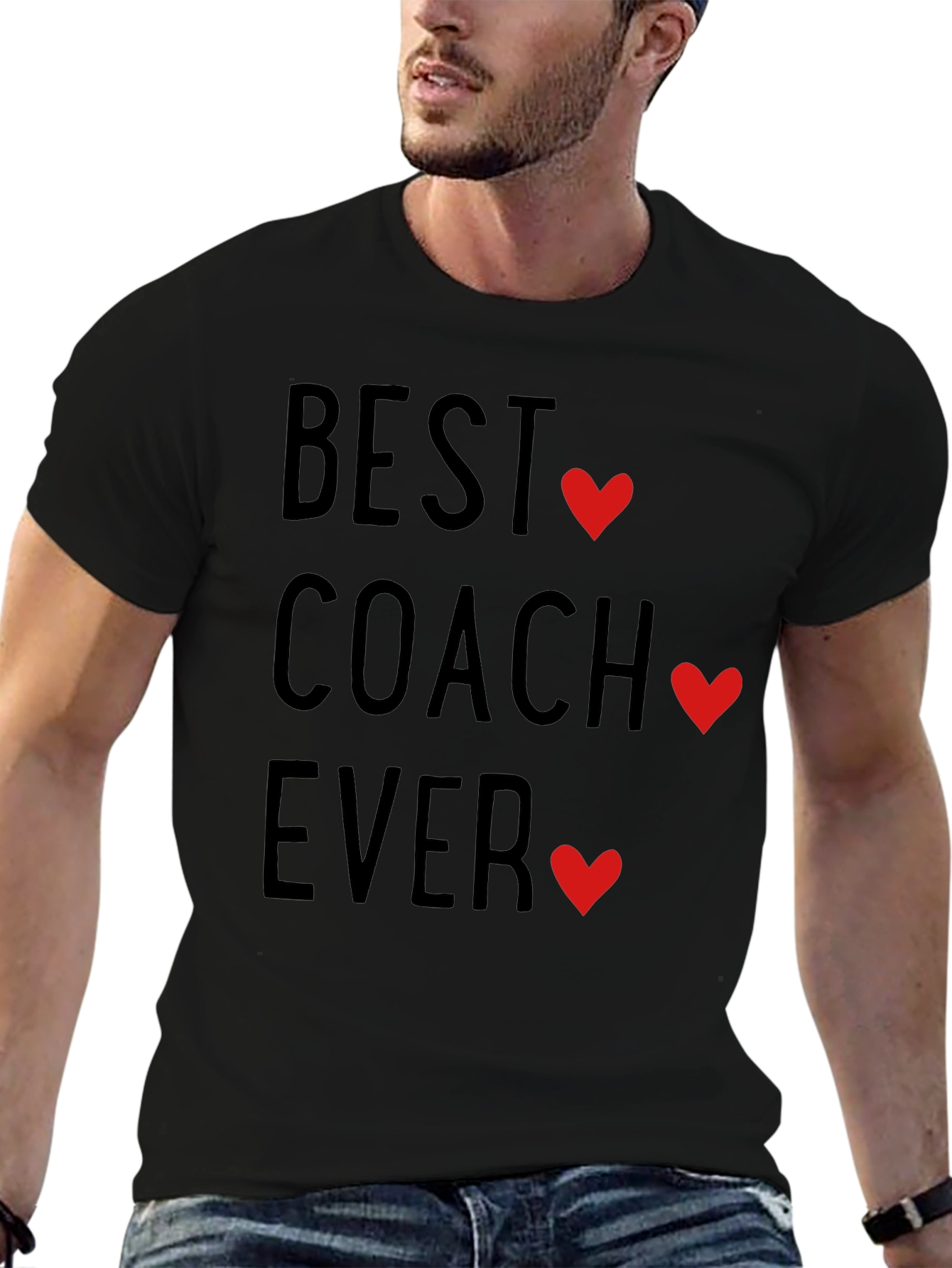 Best Coach Ever T-Shirt with Heart Accents