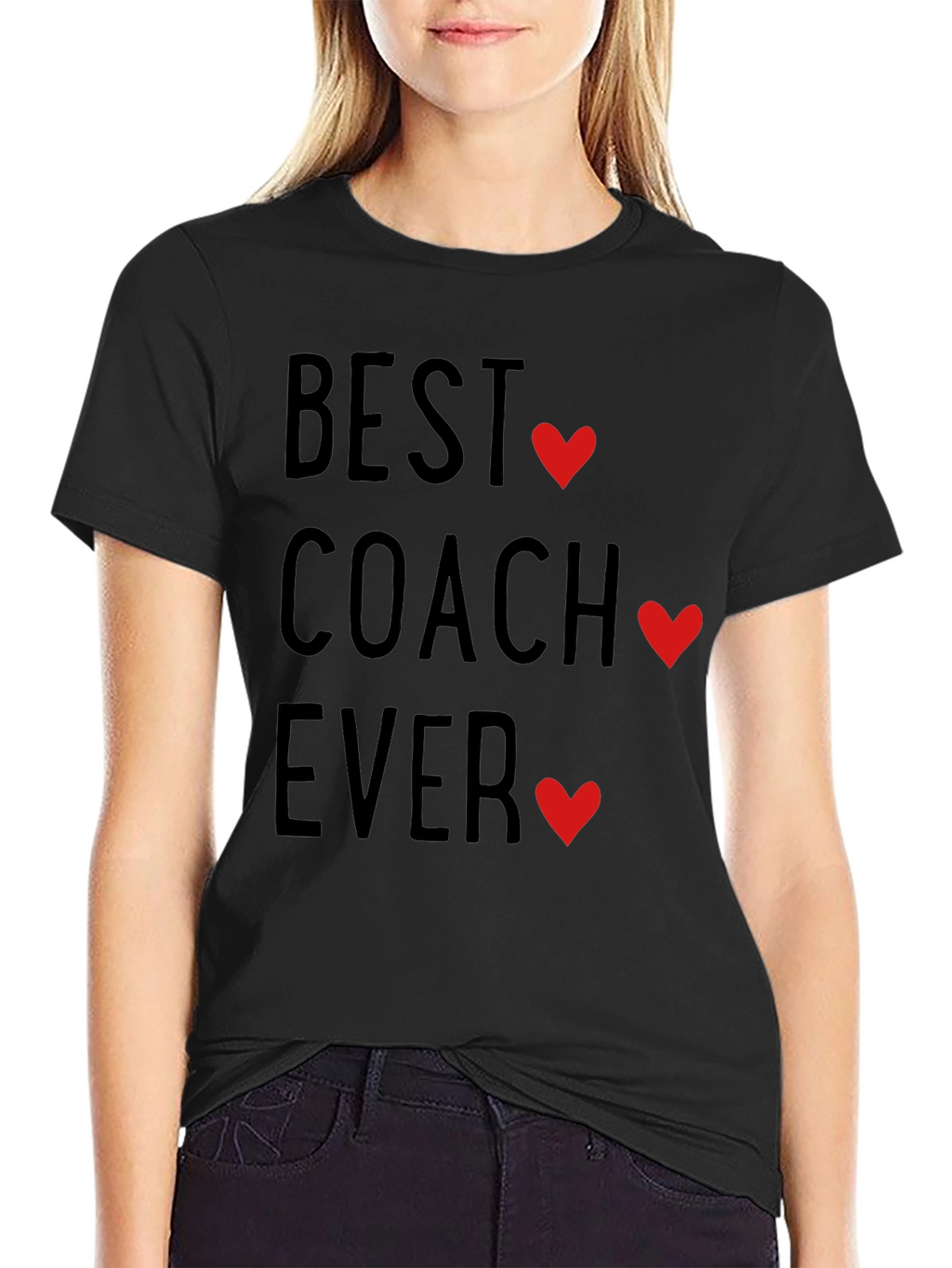 Best Coach Ever T-Shirt with Heart Accents