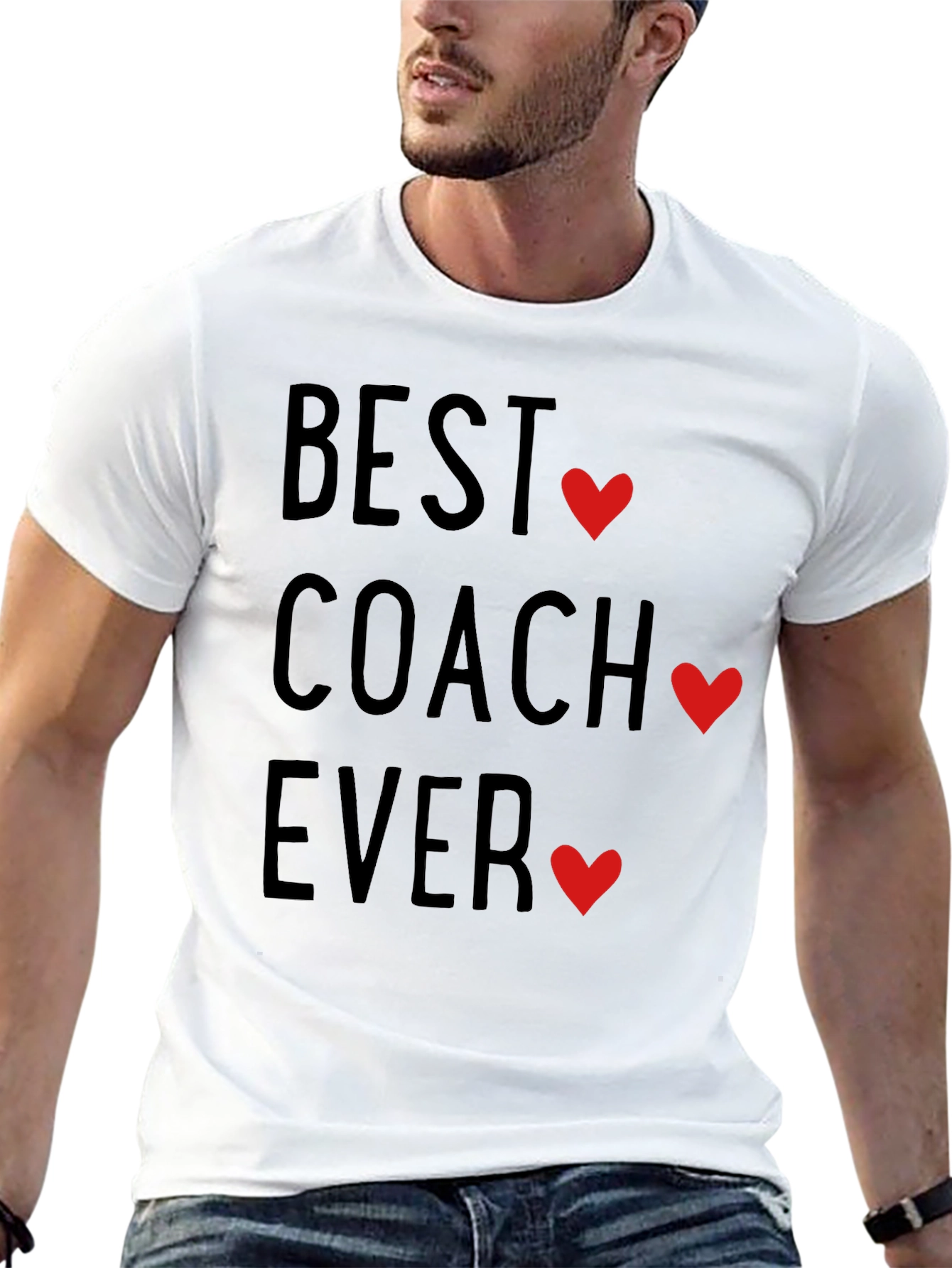 Best Coach Ever T-Shirt with Heart Accents