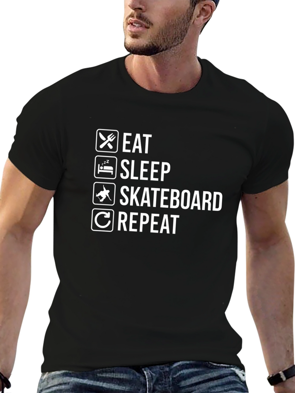 Eat Sleep Skateboard Repeat Graphic Tee